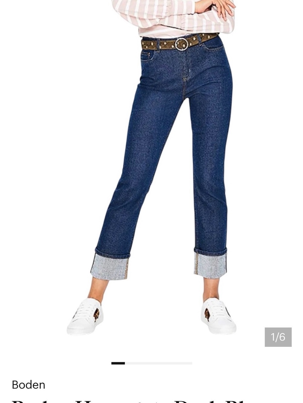 Boden Harrogate Dark Blue High-Rise Cuffed Women's Jeans